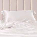 THXSILK Silk Pillowcase for Hair and Skin - 100% 25 Momme Mulberry Silk Bed Pillow Sham, Envelope Closure, Both Sides Silk, 750 Thread Count (White, Standard(20 x26 inch/51x66 cm))