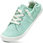 STQ Women Fashion Sneakers Slip On Shoes for Women Lightweight Canvas Sneakers Teal Size 9