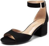 DREAM PAIRS Womens Chunkle Low Heel Pump Ankle Strap Dress Sandal,Size 6.5,Matte Black,CHUNKLE