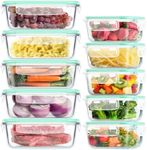 KITHELP 10 PACK 1050ml & 370ml Glass Food Storage Containers with Airtight Lids - Glass Meal Prep Containers - Microwave, Oven, Freezer and Dishwasher Safe, BPA-free