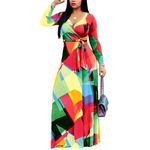 FANDEE Plus Size Maxi Dress for Women Casual Summer Sundress V-Neck 3/4 Sleeve, Ltagreen-long, M