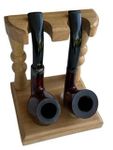 Smoking Pipe Stand/ Holder/ Display Rack in Wood . Pipe Stand for 2 Tobacco Smoking Pipes