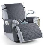 TAOCOCO 100% Waterproof Recliner Chair Cover, Non Slip Recliner Covers for Recliner Chair with Pocket, Washable Reclining Chair Cover Furniture Protector for Kids, Pets(Recliner Chair, Dark Grey)