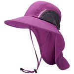 BASSDASH UPF 50+ Unisex Water Resistant Wide Brim Sun Hat with Large Neck Flap Ponytail Fishing Hat for Men Women, Purple Orchid, One Size