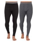Fruit of the Loom Men's Recycled Premium Waffle Thermal Underwear Long Johns Bottom (1, 2, 3, and 4 Packs) Pajama, Black/Greystone Heather, Medium (Pack of 2)