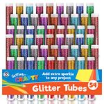 54pk Kids Glitter Tubes in 10 Assorted Vibrant Colours | Craft Glitter Shaker | Resin Glitter for Arts | Fine Glitter for Slime | Glitter for Wax Melts | With Red, Pink, Blue, Green Glitters for Nails