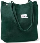 Kawn Women Corduroy Western Tote Bag Canvas Shoulder Cord Purse Reusable Shopping Bag Grocery Bag Large Capacity Washable Handbag Girls Shoulder Bag With Inner Pocket For Daily Use Work Travel (Green)