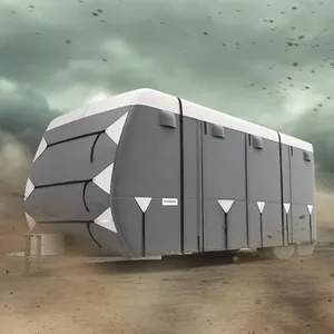 KING BIRD RV Cover, Heavy Duty 7-Layer Snow Protection, Fits 30-33ft Travel Trailers Campers, with Adhesive Repair Patches,Windproof Straps&Tire Covers