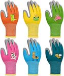 HIYZI 6 Pairs Kids Gardening Gloves Children Yard Work Glove Rubber Coated Protective Gloves for Toddlers Youth Girls Boys Outdoor (Small (Age 3-5))