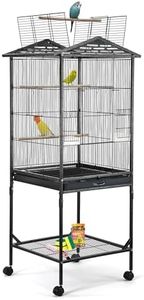 WeGear Bird Cage 47 inch Wrought Iron Parakeets Cage with Play Open Top and Rolling Stand Medium Small Bird Cage for Parrots, Budgerigars, Parakeets, Cockatiels, Lovebirds