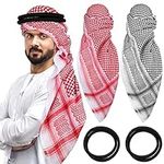 4 Pcs Men Arab Head Scarf for Men with Lgal Aqel Rope Middle East Desert Shemagh Wrap Arab Costume Turban Keffiyeh Arabic Scarf