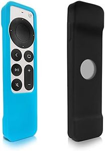 SourceTon Soft Silicone Case Compatible with 2022/2021 Apple TV 4K 6th Generation, Anti-Slip Shockproof Remote Cover (Black and Blue)