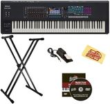 Roland Fantom-08 Synthesizer Keyboard - Bundle with Double Braced X-Style Keyboard Stand, Sustain Pedal, Instructional DVD, Online Piano Lessons, and Austin Bazaar Polishing Cloth