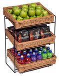 Prestige Wicker Wicker Three Tier Display Stand Countertop, Metal, Black, 34 x 44 x 57 cm