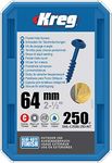 KREG® Blue-Kote™ Pocket-Hole Screws - 64mm/2.50", #8 Coarse-Thread, Maxi-Loc™, 250-count