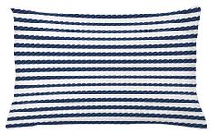 Ambesonne Navy Throw Pillow Cushion Cover, Nautical Rope in The Horizontal Style of Marine Sea Life Ocean Pacific Work of Art, Decorative Rectangle Accent Pillow Case, 26" X 16", Violet Blue and White