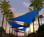 Amgo 16' x 16' x 22.6' Blue Right Triangle Sun Shade Sail Outdoor Canopy Awning ATAPRT16, 95% UV Blockage, Water & Air Permeable, 200GSM Commercial Standard Heavy Duty (We Make Custom Size)