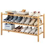 Bamboo Shoe Rack for Entryway, Stackable | Heavy Duty | Multi-Function, Free Standing Shoe Racks for Bedroom Hallway Closet … (Natural, 3-Tier-Long)