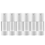 LONGWAY 1 Oz (30ML) Airless Pump Bottles,Empty Refillable Travel Pump Containers,Airless Cosmetic Pump Bottle for Hand Sanitizer, Toner,Gel,Hair Oil, Lotion(Pack of 6, Frosted)