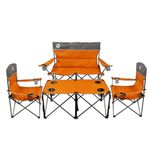 Northroad 4pcs Outdoor Folding Padded Camping Chair Set w/1 Loveseat Chair,2 Single Chairs, 1 Table,Portable Collapsible Conversation Set w/Carry Bag for Family Patio, Travel,Beach(Orange)