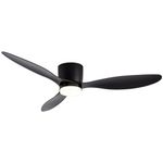 GESUM 52" Flush Mount Ceiling Fan with Light, Low Profile Ceiling Fan with Remote Control Tri-Color Temperatures, 6 Speeds,Black Outdoor Ceiling Fan for Kitchen Living Room Bedroom