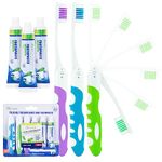 Travel Toothbrush with Toothpaste, Portable Toothbrushes Built in Cover, Travel Size For Hiking, Camping, Traveling, Folding Collapsible Travel Toothbrush Kit Adults (3 Pack with Toothpaste-Medium)