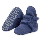 Zutano Unisex Organic Cotton Baby Booties, Stay-On and Non-Slip, Newborn to Toddler, Heather Navy, 3 Months