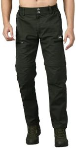 TREKMONK Men's Loose Convertible Cargo Trekking Pants Olive Large