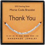 Gleamart Morse Code Bracelets Sterling Silver Beads Silk Cord Bangles Thank You