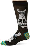 K. Bell Socks mens Play on Words Novelty Crew Casual Sock, No Prob Llama (Black), Shoe 6-12 US