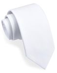 Gusleson Mens White Tie for Wedding Solid Color TR Cotton Material Tie for Business (UK1032-10)