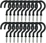 xtieksh 24 PCS Hanger Hooks, Screw Hooks for Hanging Outdoor String Lights, Plants, Christmas Patio Lights, 2.2 Inches, Black