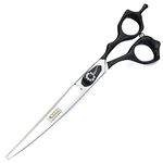 Art stylist scissors, haircut scissors, 7 inch black, Japan 440 steel, hairdressing scissors set, pet scissors. (curved scissors)