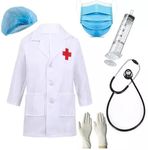 fancydressworld Doctor Role-Play Pack for Kids (Doctor Coat, Stethoscope, Injections & Surgical Masks) (4-5 Years)