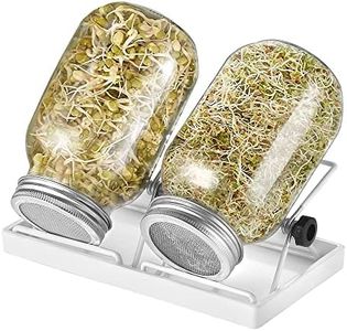 ecooe Sprossen - Juego de 2 vasos de germinación para brotes de cristal con 1 cuenco de agua, 2 cubiertas de rejilla de filtro de acero inoxidable 304 y 2 soportes