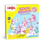 HABA 304925 HABA Unicorn Glitterluck Cloud Stacking - A Cooperative Roll & Move Dexterity Game for Ages 4 and Up (Made in Germany)