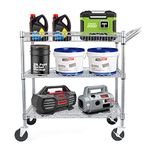 WDT Heavy Duty 3 Tier Rolling Utility Cart, Kitchen Metal Utility Carts with Handle Bar, Utility Shelf Plant Display Shelf Food Cart Storage Trolley with Wheels, Silver