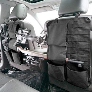 Dasiyoki Tactical Car Seat Back Organizer with Molle Panel Vehicle Gun Holder- Seat Back Storage Cover with Gun Rack for Rifle Hunting Universal Fit SUV Truck MPV Pickup (2 Packs)