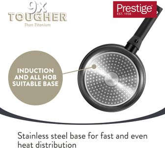 Prestige 2-in-1 Egg Poacher Pan – 4 Non-Stick Inserts, 20cm Induction Frying Pan with Lid