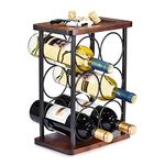 Ouseen Wooden Free Standing Wine Rack Holder - Stores 6 Bottles Perfectly - Ideal for Home Decor, Bar, Cellar, Cabinet and Pantry - Enhance Your Wine Display or Storage Space - Easy to Assemble