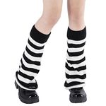 Century Star Leg Warmers Y2K for Women Girls Kawaii Leg Warmers Knitted Long Socks Leg Cover Goth Lolita Accessories Black & White Stripes