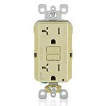 Leviton SmartlockPro Dual Function AFCI/GFCI Receptacle, 20 Amp/125 Volt, Ivory