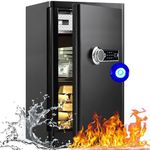 7.0 Cu ft Extra Large Biometric Home Safe Fireproof Waterproof, Anti-Theft Touch Screen Fingerprint Home Security Safe Box With Hidden Compartment, Separate Lock Box and Led Light (TC80)