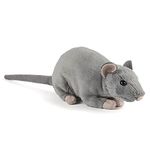 Living Nature Rat with Squeak, Realistic Soft Cuddly Farm Toy, 18cm, Grey