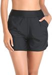 Colloyes Women's Quick Dry Athletic Casual Beach Shorts Boardshorts Tankini Black