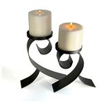 Lilyââ‚¬â„¢s Home Contemporary Scrollwork Pillar Candle Holders, Steel, Black Iron Candle Stands, Set of Two. Candles NOT Included