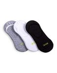 HUE Women's Air Cushion No-Show Liner Socks, 3-Pair, light charcoal heather/Grey, One Size