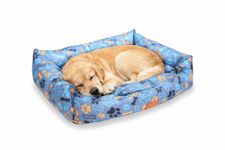 SITSNOOZE XXL Dog Bed (30 to 45kg) for Doberman, Great Dane, Mastiff - Heavy Duty Orthopedic Pet Mattress, Waterproof Washable Big Sofa Lounger, Non-Slip Calming Cushion (Print 18, M)