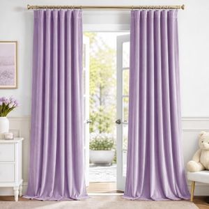 NICETOWN Lilac Purple Velvet Curtains & Drapes for Girls' Bedroom 84" Long