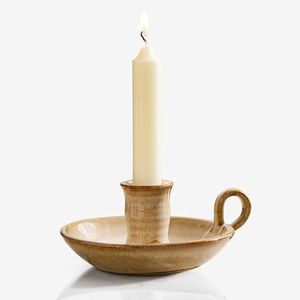 Kendiis Candlestick Holder, Vintage Ceramic Candle Holder for Taper Candles, Spell Candles, and Incense, Farmhouse Candlelight Stand with Handle for Home, Dining Table, Halloween, Christmas Decor